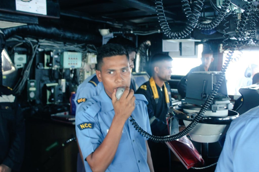 Naval Cadets undergoing training on Ship