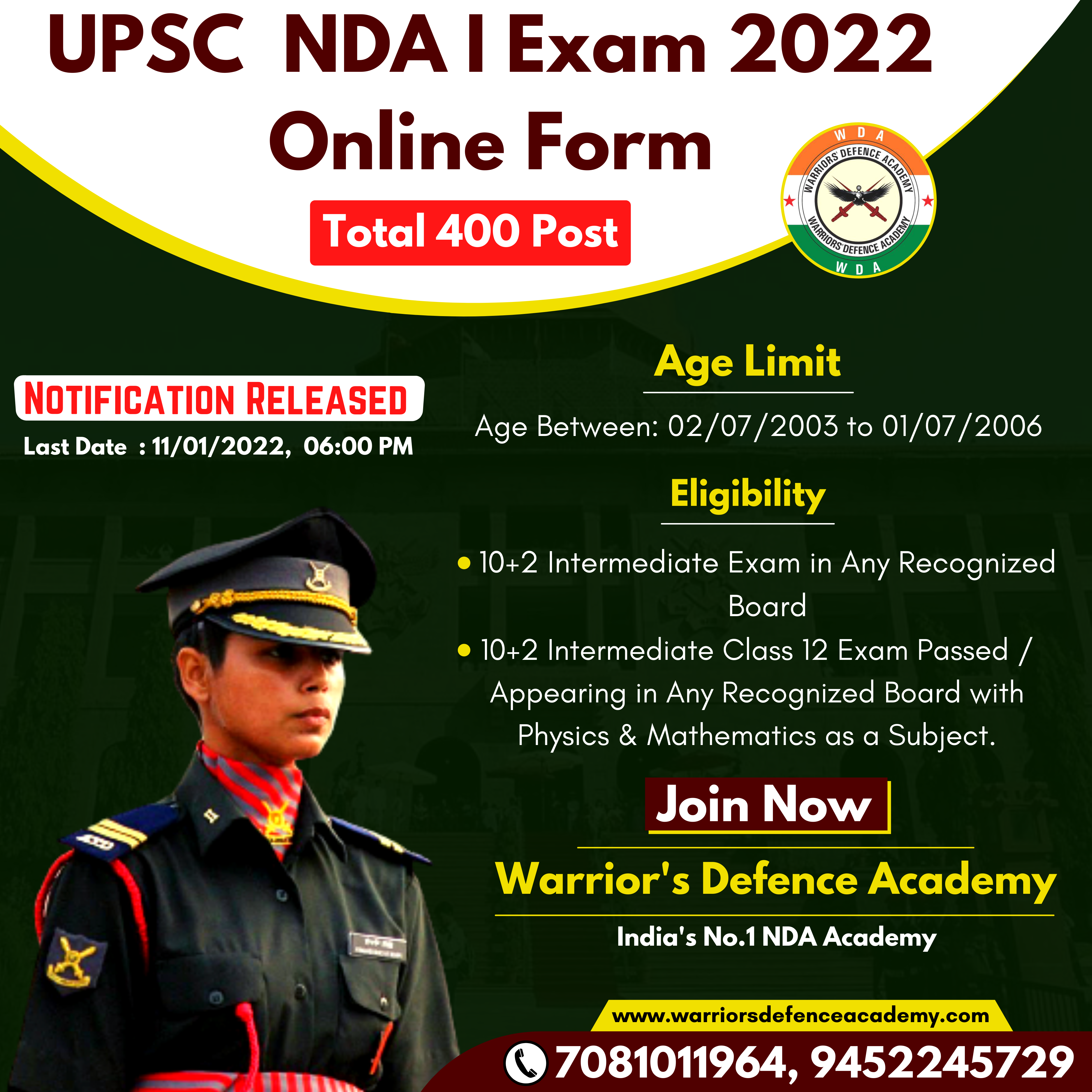 CDS Appointment in 2022: Best Defence Coaching in Lucknow, India | Warriors Defence Academy Best NDA Coaching in Lucknow