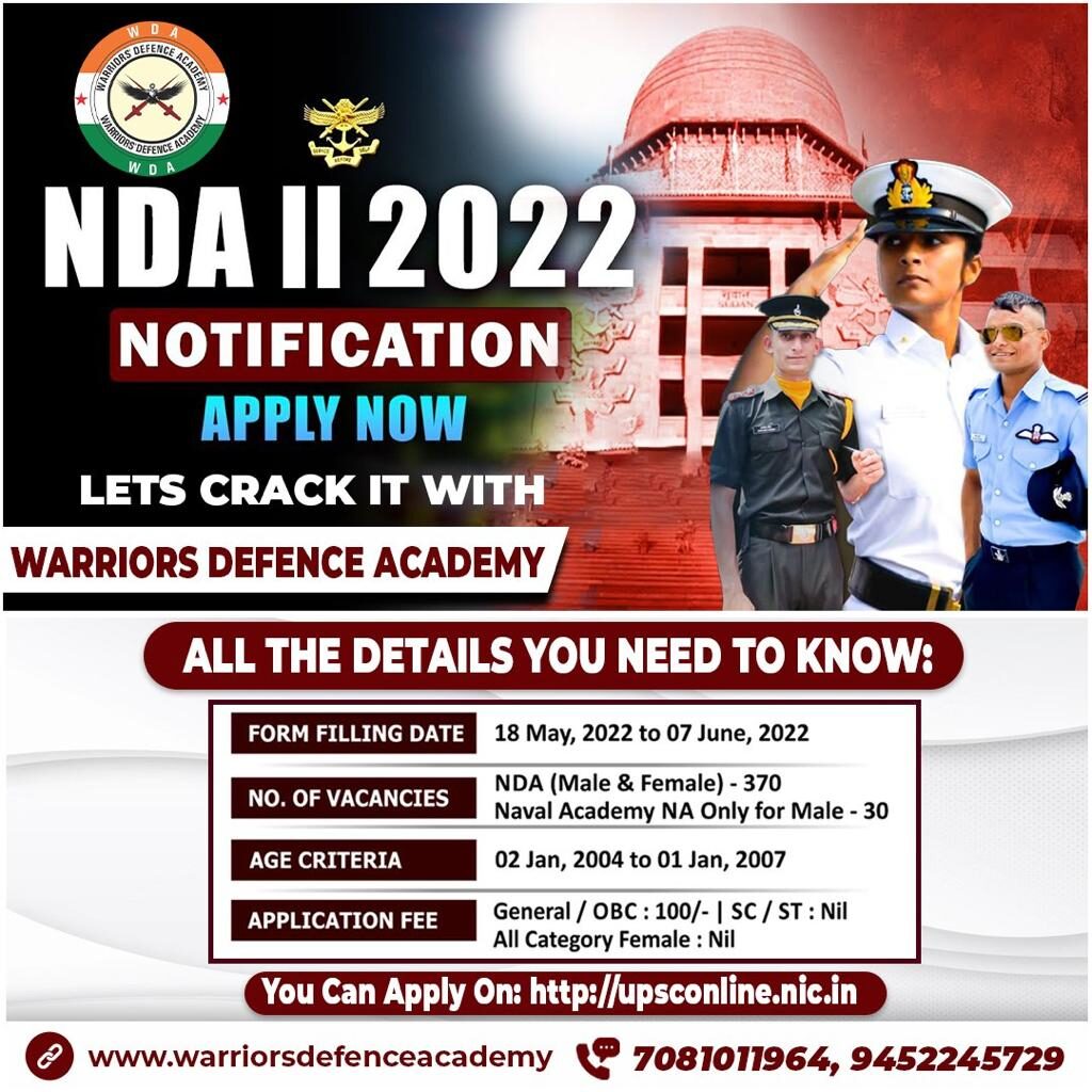 NDA 2 2022 Notification Out | Best NDA Academy in Lucknow