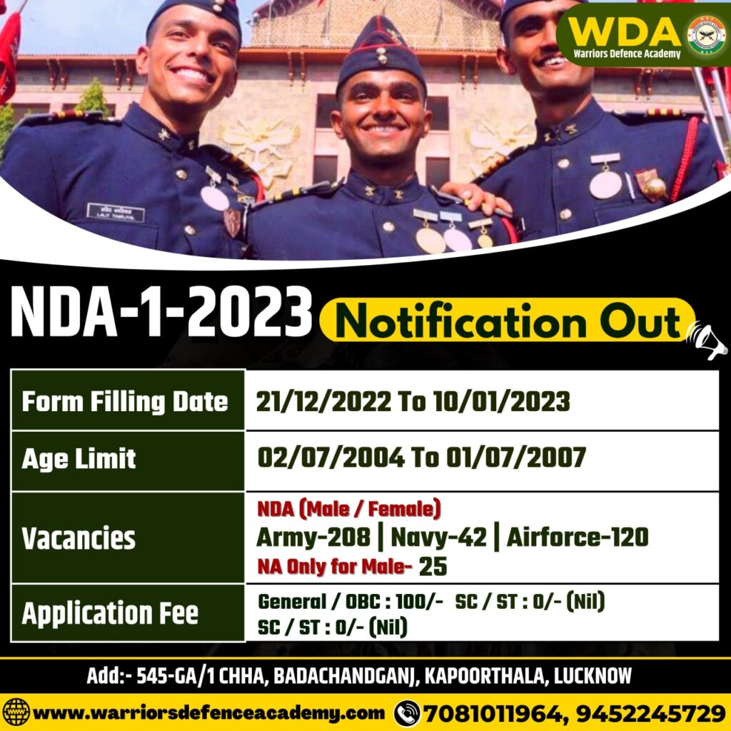 #NDA Notification 2023 Welcome to Defence Classes Lucknow Best NDA Coaching in Lucknow