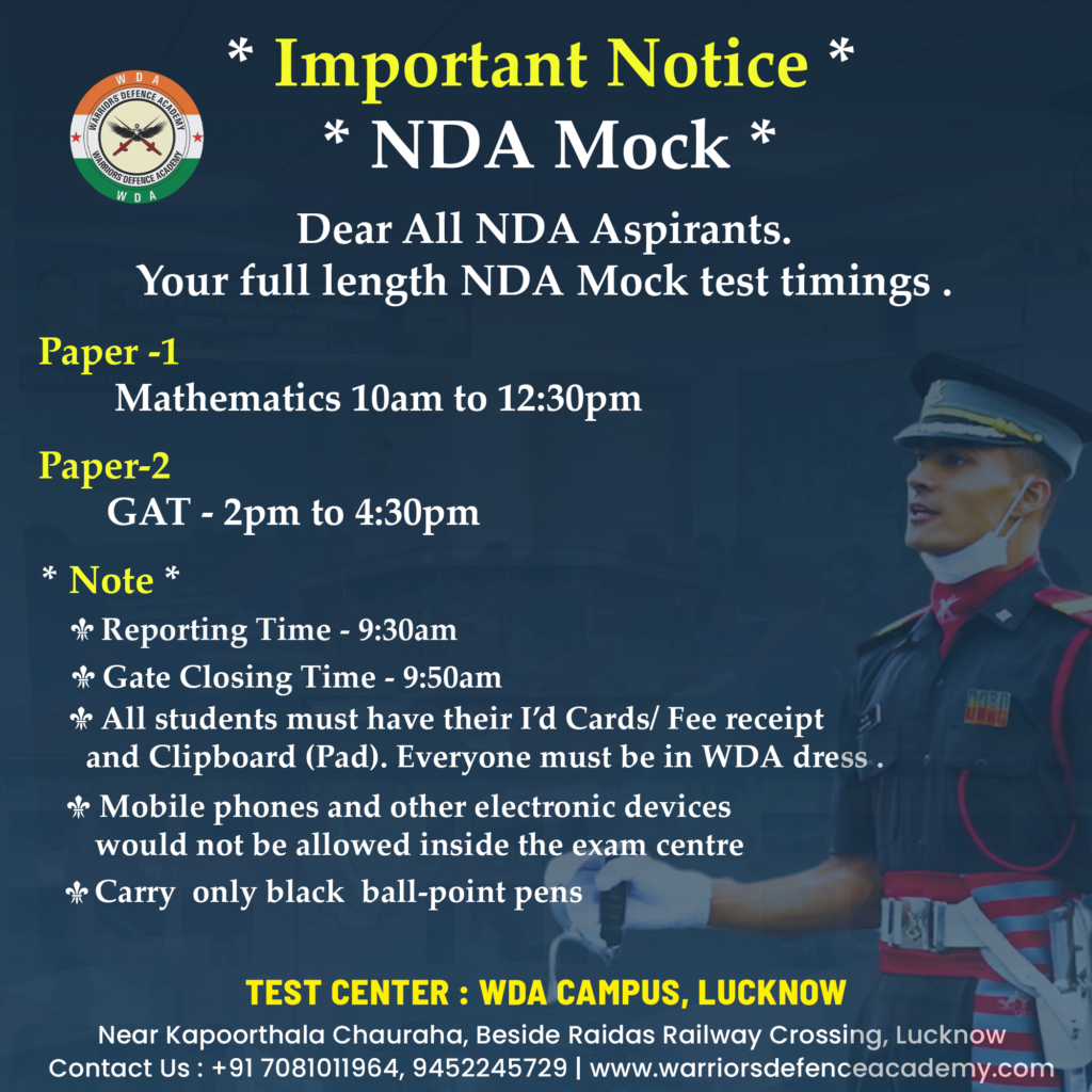 Best NDA Coaching in India with Hostel Facility & SSB Interview Training NDA Notification 2023, NDA Exam Date, Vacancies, Eligibility