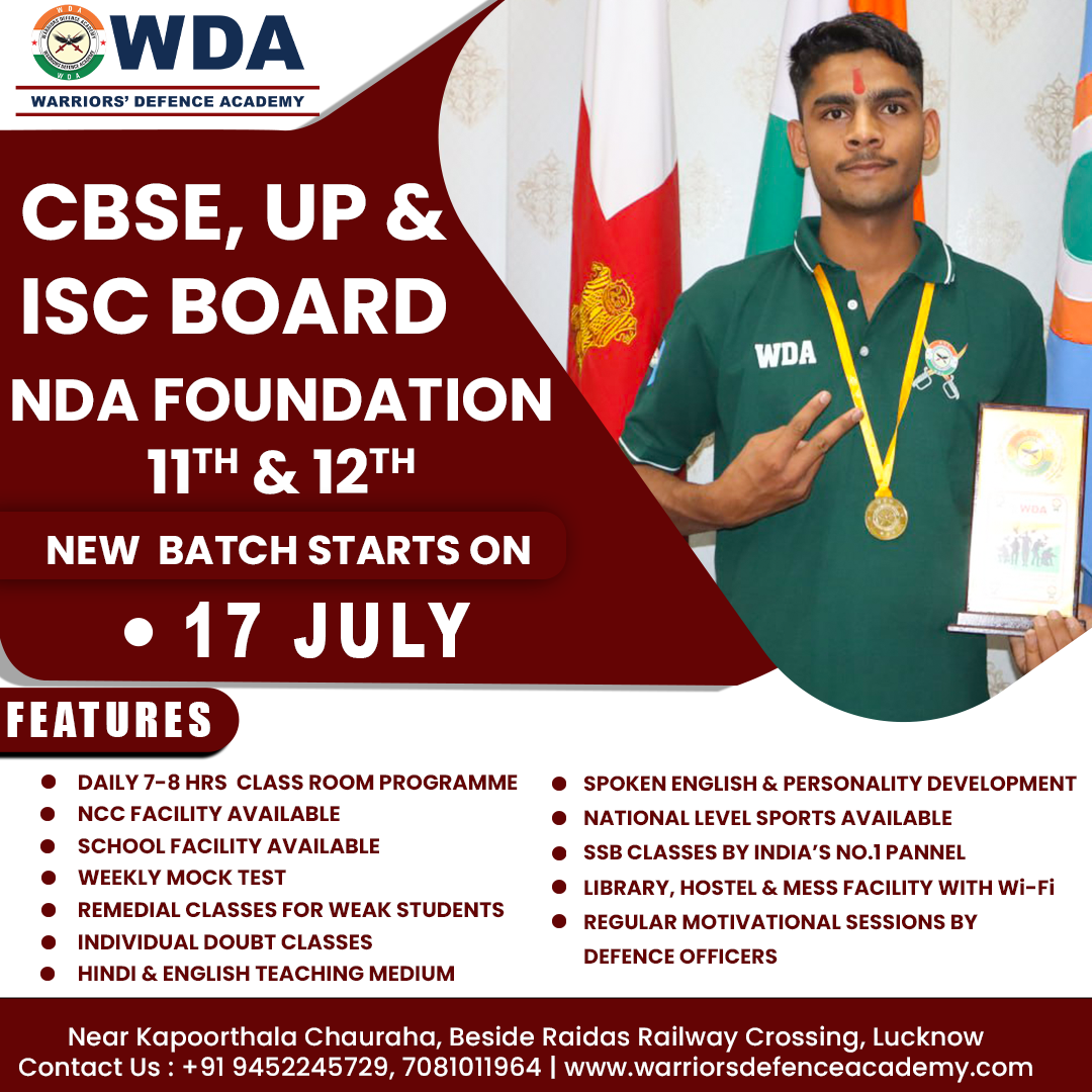 Best Defence Coaching Institute in Lucknow | Top NDA Coaching in India | Warriors Defence Academy Best NDA Coaching in Lucknow