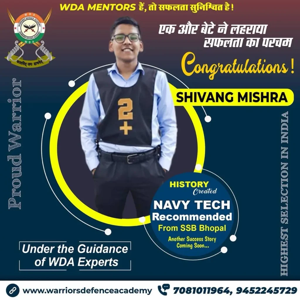 Our Selections | Warriors Defence Academy | Best NDA Coaching in Lucknow