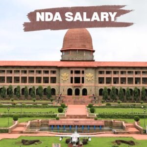 Infographic showing NDA salary per month in India including training stipend, rank-wise pay scale, and officer allowances in 2025