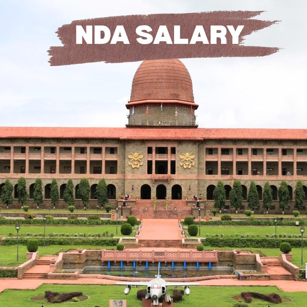 Infographic showing NDA salary per month in India including training stipend, rank-wise pay scale, and officer allowances in 2025